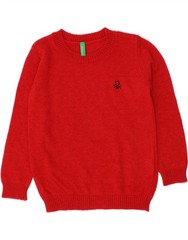 BENETTON Baby Boys Boat Neck Jumper Sweater 18-24 Months Red Wool BW27