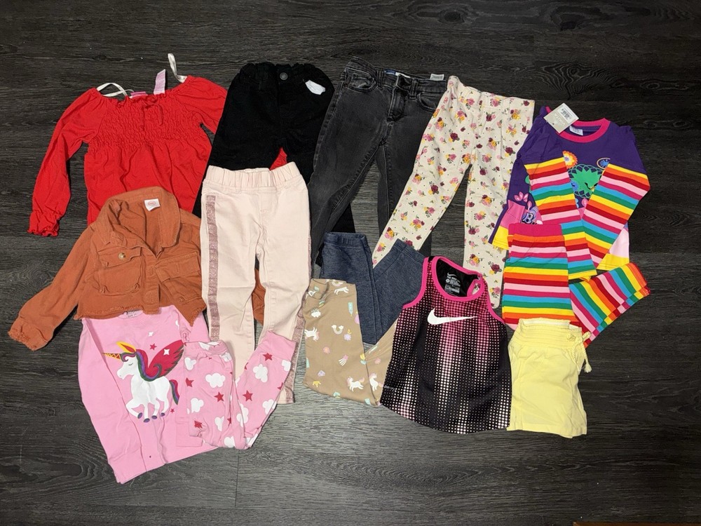 2t-3t Toddler Kids Girl Set of 13 pieces lot jeans, tops, pajamas, jacket