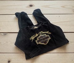 VTG Harley Davidson Velour Black One-Piece Romper 24M