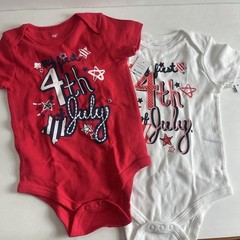 2-pc My First 4th Fourth of July Red White Stars Baby Bodysuit Unisex 18-24m