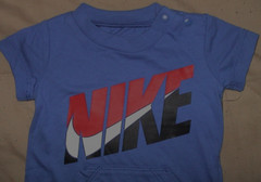 NIKE BLUE*RED*WHITE*BLACK ROMPER-FRONT POCKET & SNAPS-SIZE NEWBORN-NEW WITH TAGS