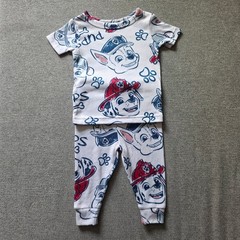 Paw Patrol Marshall Chase Pajama Set 12M White Blue Red Snug Fit 2 Piece PJ