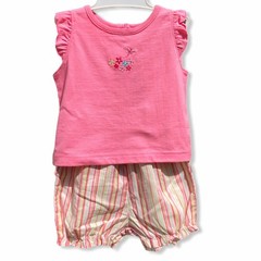 NWT 24 Month Embroidered Flower Butterfly Tee Striped Panty Toddler Infant Girls