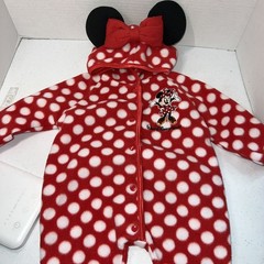 Baby Girl Disney Park 3 Month Red DisneyWorld Minnie Mouse Fleece Hooded Outfit