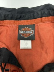 Harley Davidson Button Up Shirt Toddler Boys Size 8-10 Kids Orange Black