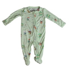 Angel Dear Footie Grippies Pajamas Green 0-3M Golf Fold Over 2-Way Zip Bamboo