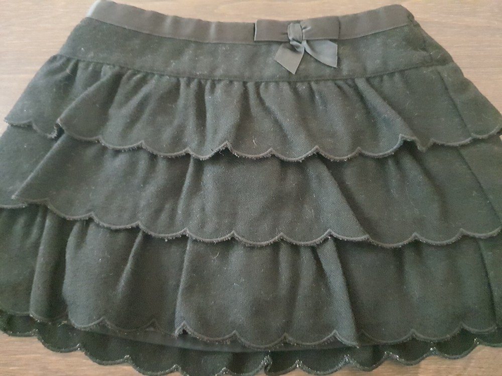Janie and Jack Black Velvet Scalloped Bow Skirt Holidays 18 24 Months dressy