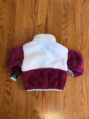 Okie Dokie Girls Faux Fur Sherpa Fleece White Maroon Jacket Long Sleeve Zip 12M