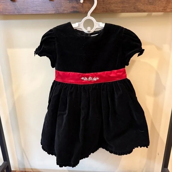 VINTAGE Wonderkids Girls HOLIDAY Dress Size 3T Clothes Velvet Black Red