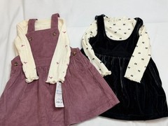 Carter’s Girls 18M 2 Pc Purple Corduroy & Black Velvet Pinafore Dress Set