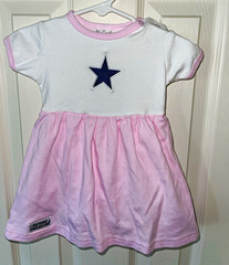 Dallas Cowboys-Inspired cheerleader dress; 6 months, pink navy star bodysuit