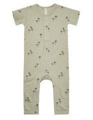 Q by Quincy Mae Baby unisex Ribbed Palms Short Sleeve Green Romper Size 2-3Y