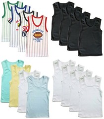 4-Pack Boys Undershirt Cotton Tank Top Sleeveless Plain White Black Toddler Kids