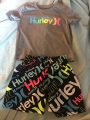Hurley Lounge Set Toddler 3T Unisex Rainbow Shirt And Shorts Good Quality
