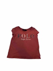Pre-owned Youth Girls Ralph Lauren SALMON SHIRT w/ denim POLO lettering, 3/3T