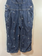 Oshkosh B’Gosh Denim Overalls Blue With Embroidered Footballs size 2T