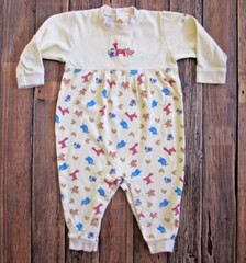 Vintage Agabang 24 Months 2T One Piece LS Jumpsuit Romper Yellow 100% Cotton