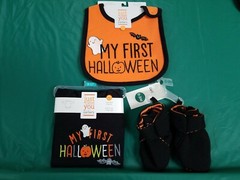 Perfect my 1st Halloween size 3 month, 3 piece bodysuit, bib, & Shoes all NWT $