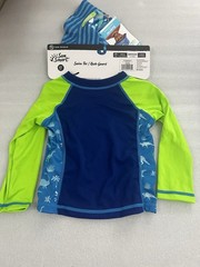 Sun Smart Dino Swim Shirt Rash Guard & Bucket Hat Kids Size M 2-4 Years UPF 50+