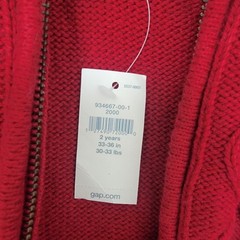 Baby Gap Full Zip Cable Knit Hoodie Sz 2T Red Blue Gray Wool Blend Sweater New