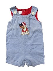 Creations Light Blue Stripe Embroidered American Flag Puppy Romper Size 18 Month