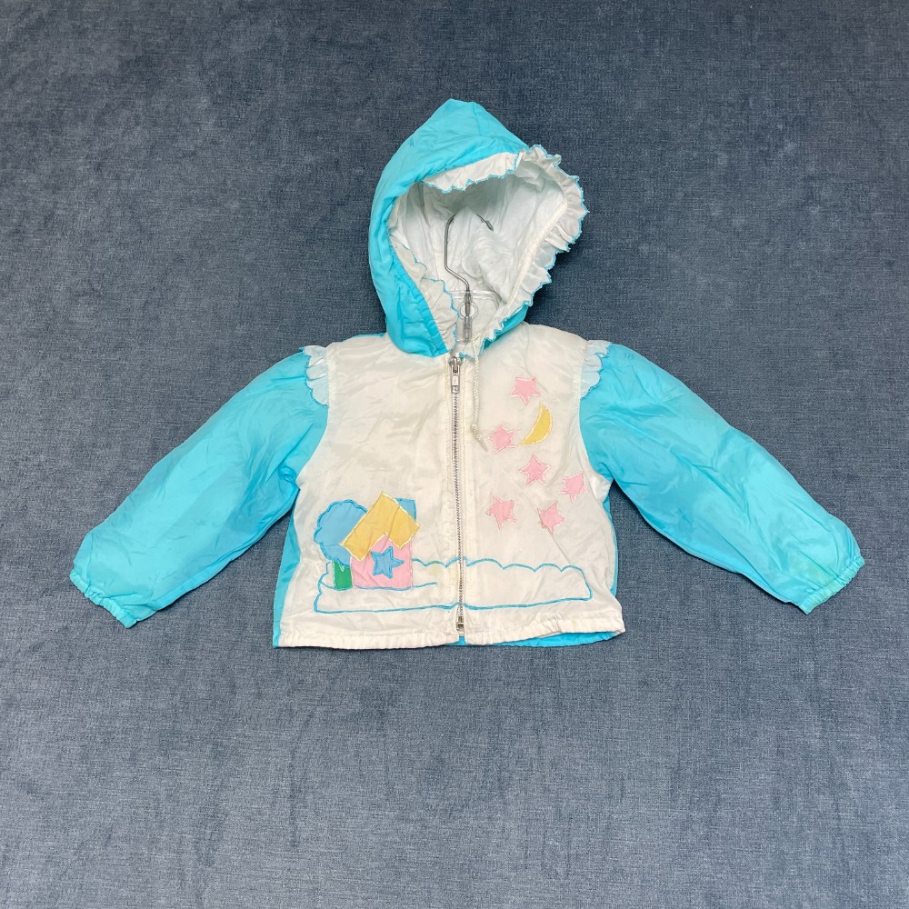 Vintage 90s bear hooded full zip coat / jacket floral bear-ettes 24M