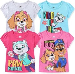 Paw Patrol Nickelodeon Skye and Everest Girls Short Sleeve Shirt 4 Pack