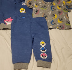 Baby Shark 3-6 months cotton Pajama Set Zip Hoodie Blue/Gray Graphic Print