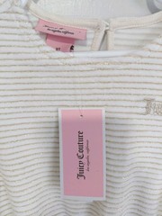 Juicy Couture Girls 3T White/Gold Striped Velour Fit & Flare Logo Dress