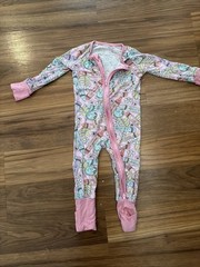 Bamboo Baby Girls 3-6 Months Pink I Am Loved Footie Sleeper Pajamas VGC
