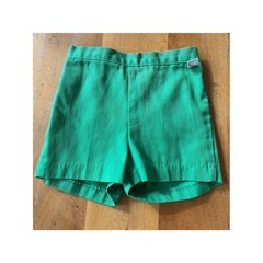 Vintage Kid’s Bright Green Shorts High Waist Soft Woven Size 2T Kelly Green Cute