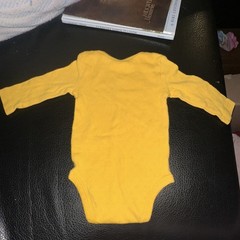 Yellow Solid Baby Bodysuit One-Piece Long Sleeve Crew Neck Snap 0-3M