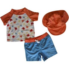 NWT First Impressions Baby Boys 3-Piece Swim Set – Rash Guard, Bottoms, and Hat