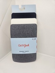 3 Pairs Cat and Jack Girls 6-12 Months Opaque Tights Gray, White And Black