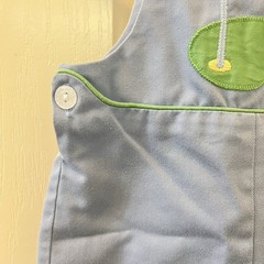 Little English Embroidered Golf Jon Jon Shortalls Romper Blue Boys SZ 12 Months