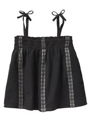 Baby GAP Girls Sz 6-12 Mo NEW Black Sleeveless Smocked Gauze Tank Top Shirt