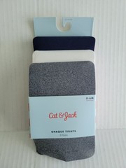 Cat & Jack Baby Girls 3-Pack Opaque Tights Navy White Gray Heather Size 0-6M NWT