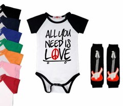 The Beatles All You Need Baby Bodysuit Bloomers Headband Leg Warmers Set