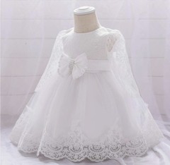 Baby Girl Baptism or Wedding Flower Girl Princess Dress and Shoes 9-12 months