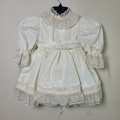 Vintage Christening Gown Dress Girl Baby Lace Ivory Heirloom Baptism Prairie