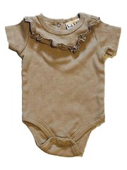 Nicole Miller New York -Baby (0-3 Months) Beige/Brown – Ruffle Accent One Piece