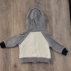 Carter’s Newborn Gray/White Knit Hooded Full-Zip Jacket Bear Face