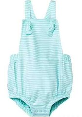 Cat & Jack Romper Kids Size 3-6M Blue Striped Cotton Baby Textured Bubble Romper