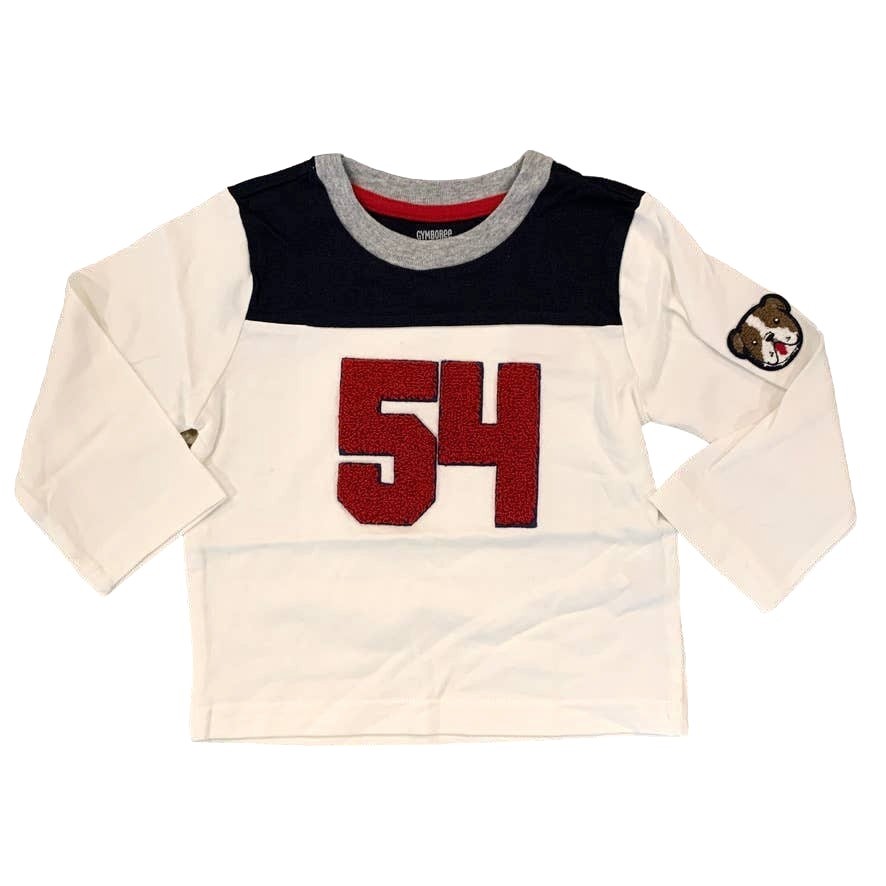 NWT Gymboree Boys Ivory/Red/Navy Embroidered Puppy Jersey Top – Size 12-18M