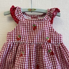 Rare Editions Girls 18M Red/White Gingham Strawberry Embroidered Sundress Ruffle