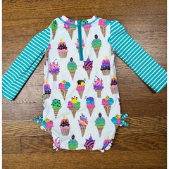 Hatley Girls’ Ice Cream Print Rash Guard Suit Size 6-12m