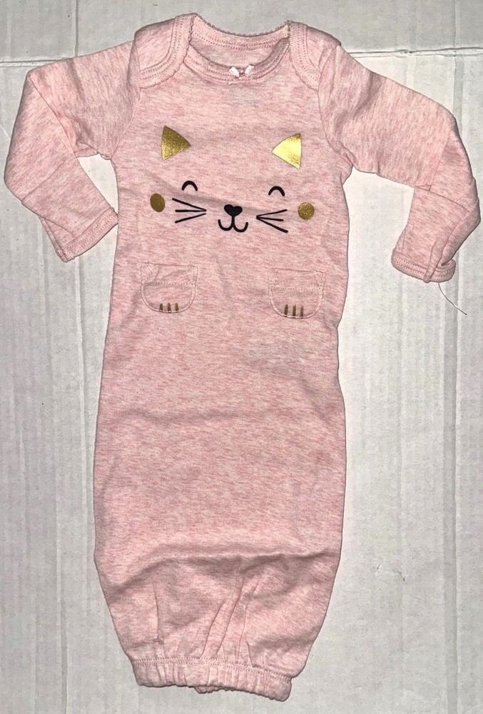 CARTERS mitted baby gown pink/white choose style KITTY motif size PREEMIE