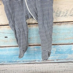 Gerber 5-9 Months 1 Piece White/Blue Stripes Zipper in the middle USA Seller