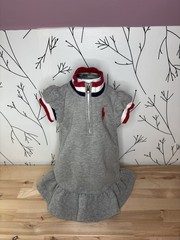 VTG Ralph Lauren Polo USA Gray Half Zip Ruffled Dress 9M
