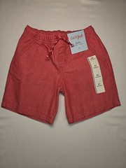 Cat & Jack Boys Solid Red Shorts 4T 100% Cotton Pull-On Drawstring Pockets